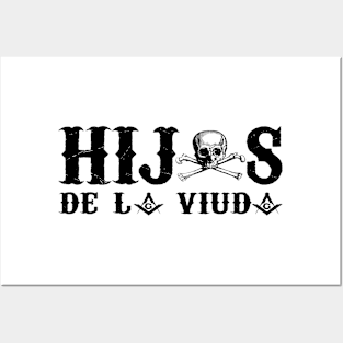 Hijos de la Viuda, grafica masonica con cranio, escuadra y compas para para masones con estilo Posters and Art